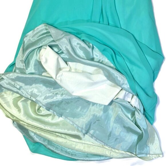 Vtg 60s 70s Holiday Formal Hostess Maxi Dress Gown Lace Rhinestone Chiffon M - Picture 5 of 6